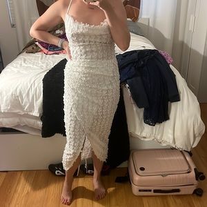 White textured dress from pretty little things
